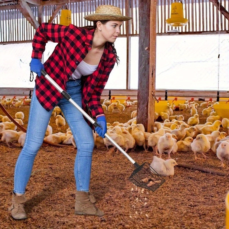 Adjustable Chicken Litter Scoop Durable Metal Coop Shovel