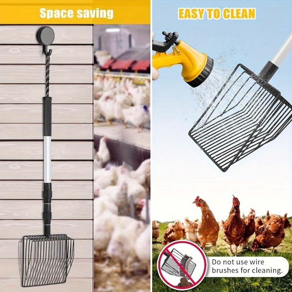 Adjustable Chicken Litter Scoop Durable Metal Coop Shovel