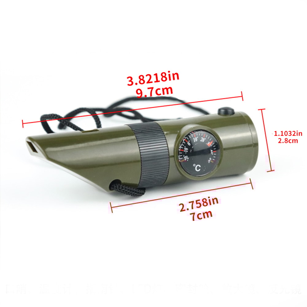 Multi Function Survival Gear with Whistle, Compass & Flashlight