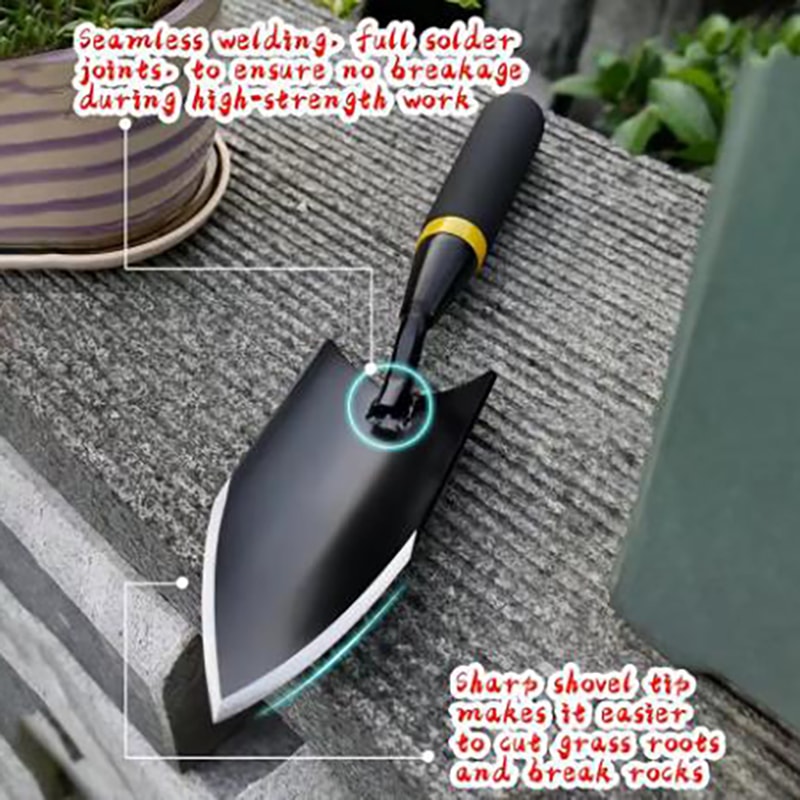 Heavy Duty Garden Trowel with Rubberized Handle for Easy Soil Digging & Transplanting