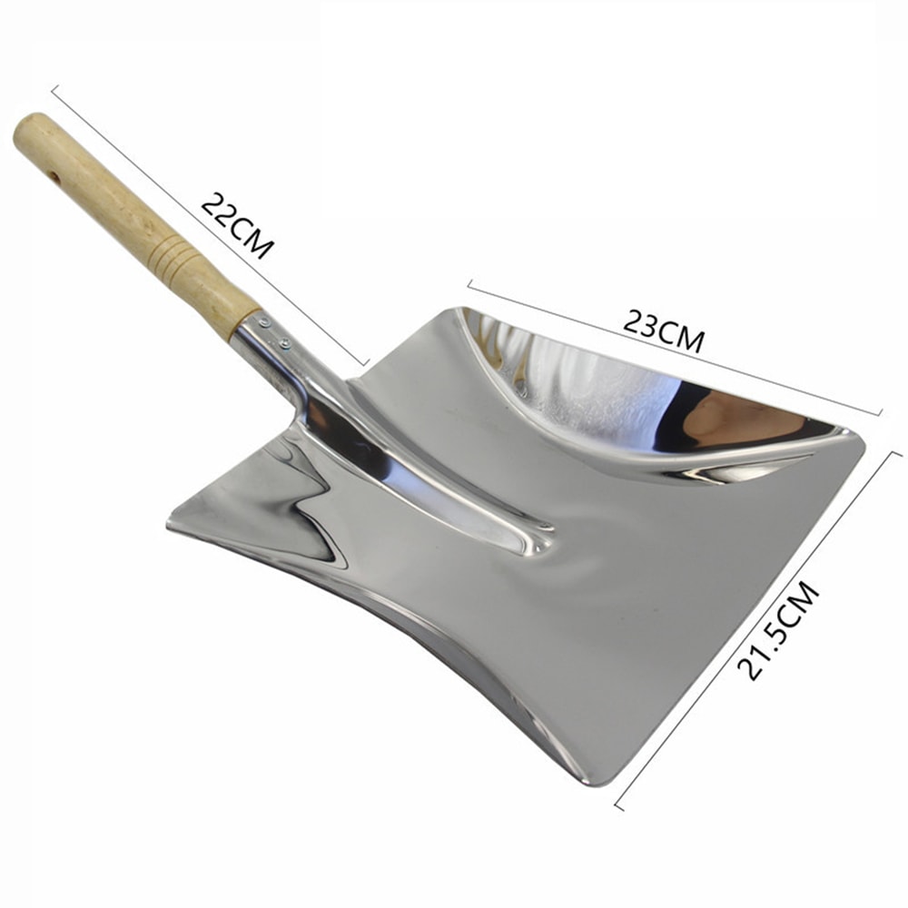 Premium Stainless Steel Fireplace Ash Shovel with Wood Handle Multifunctional Chimney Cleaning Tool