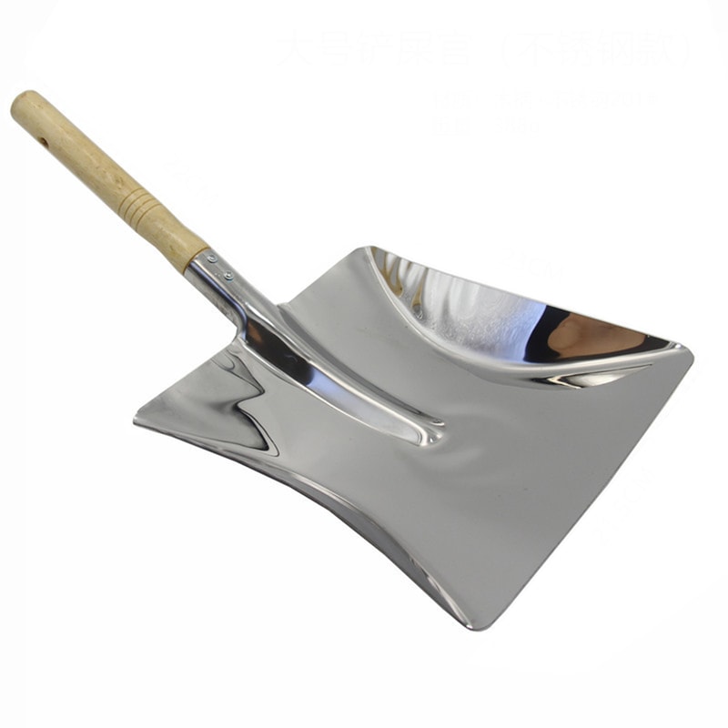 Premium Stainless Steel Fireplace Ash Shovel with Wood Handle Multifunctional Chimney Cleaning Tool