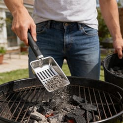 heavy duty fireplace ash shovel & wood stove ash sifter iron coal shovel tool for fire pits, fireplaces & bbq grills