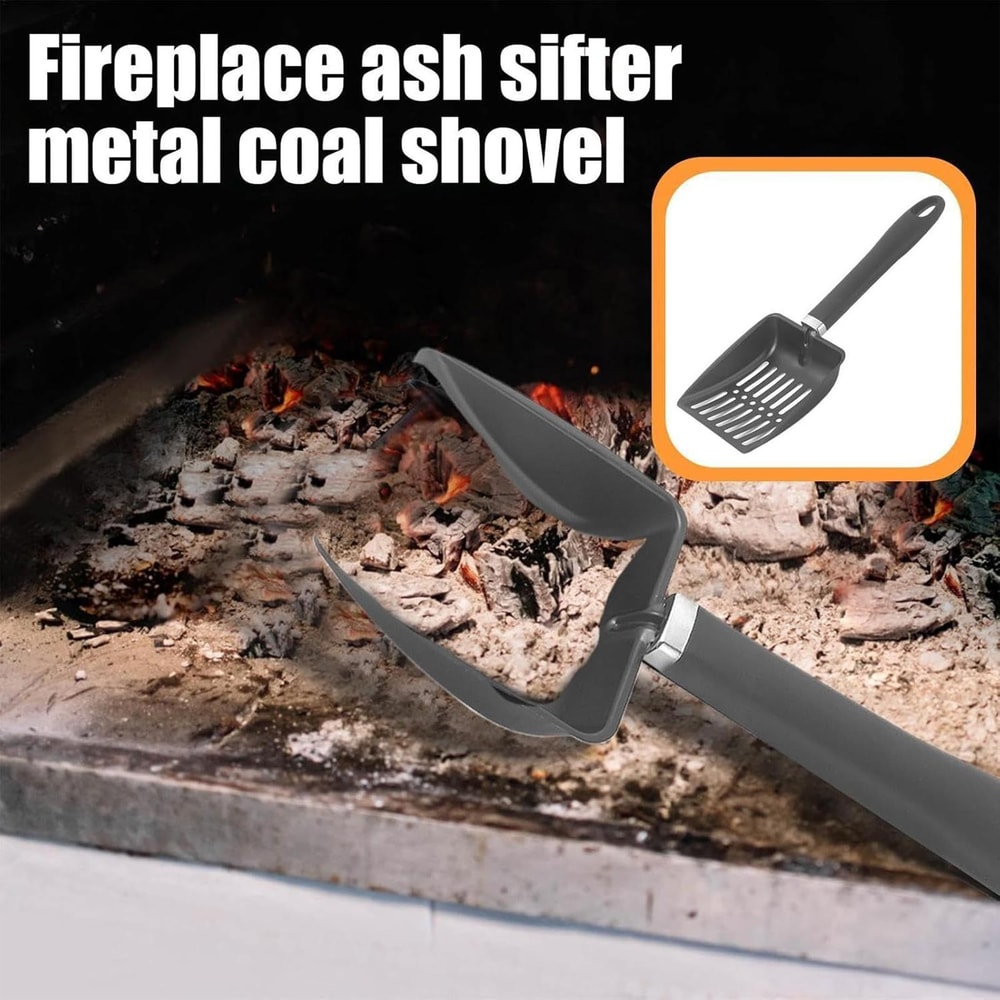 Heavy Duty Fireplace Ash Shovel & Wood Stove Ash Sifter Iron Coal Shovel Tool for Fire Pits, Fireplaces & BBQ Grills