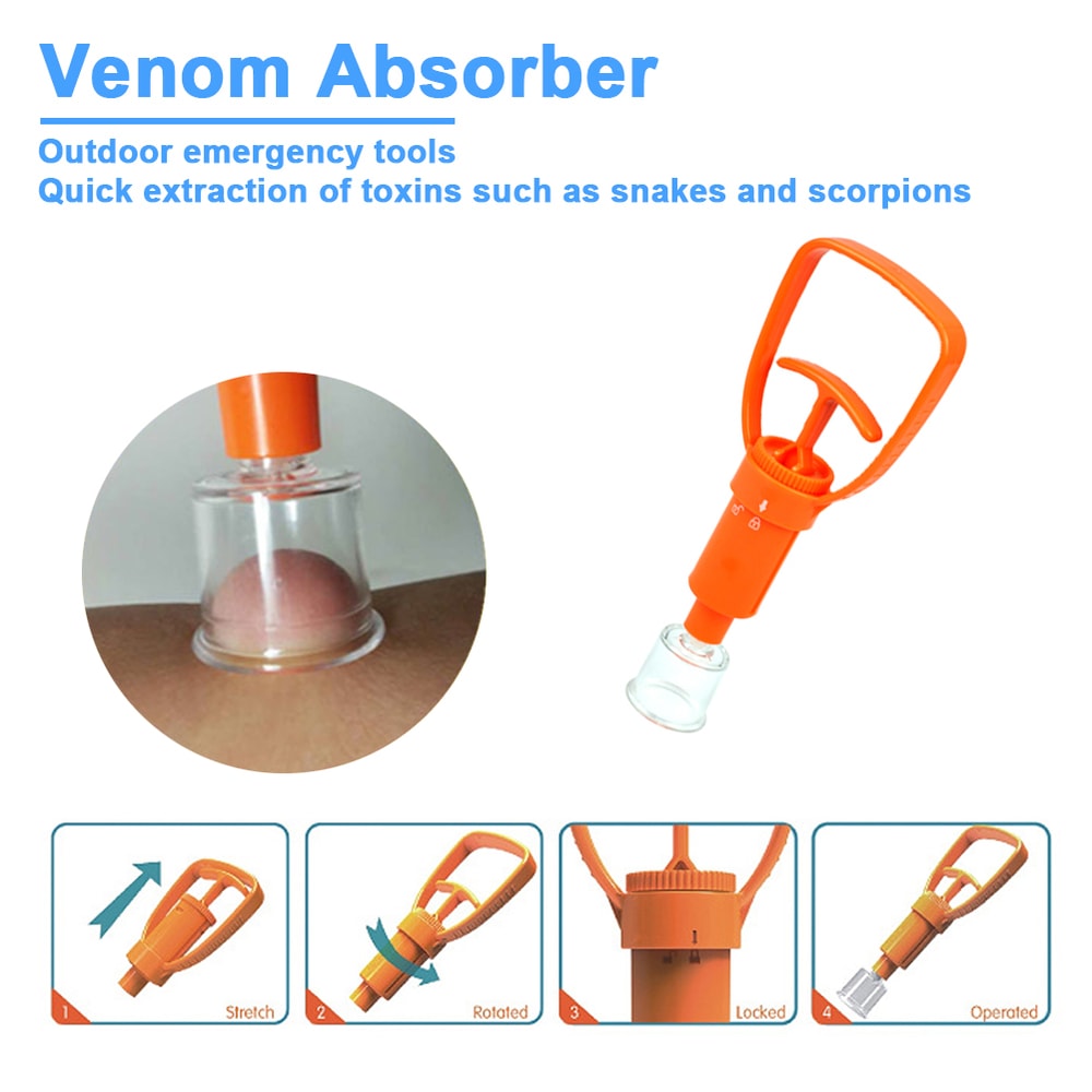 Outdoor Venom Extractor & First Aid Survival Kit for Snake, Bee, Mosquito Bites