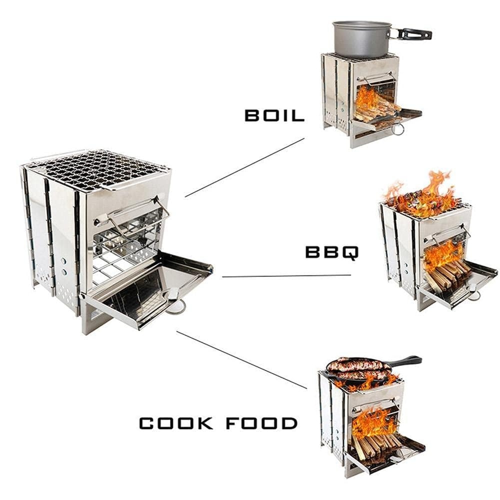 Compact Camping Wood Burning Stove Portable Wood Stove & Rocket Stove for Backpacking