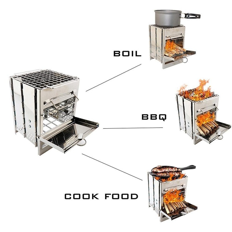 Compact Camping Wood Burning Stove Portable Wood Stove & Rocket Stove for Backpacking