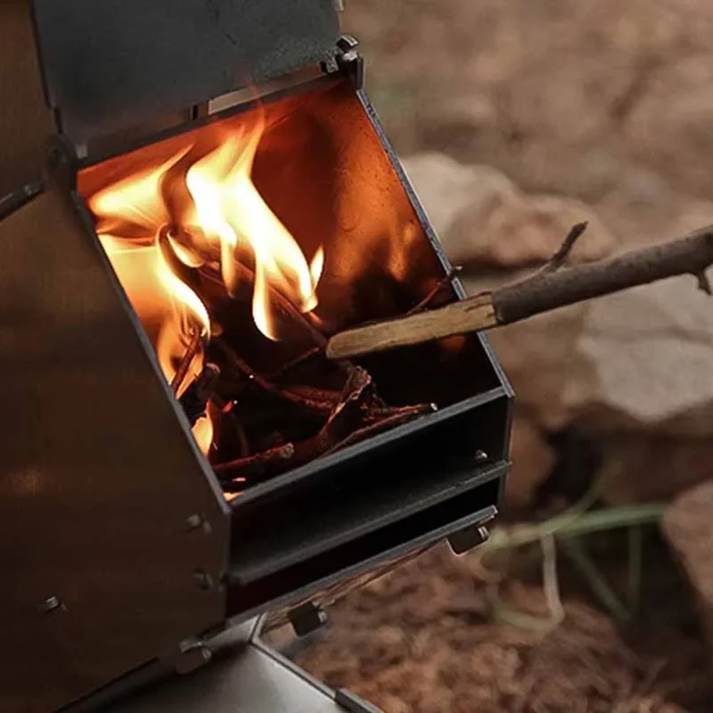 Portable Camping Wood Stove Foldable Rocket Firewood Stove for Hiking & Outdoor Cooking