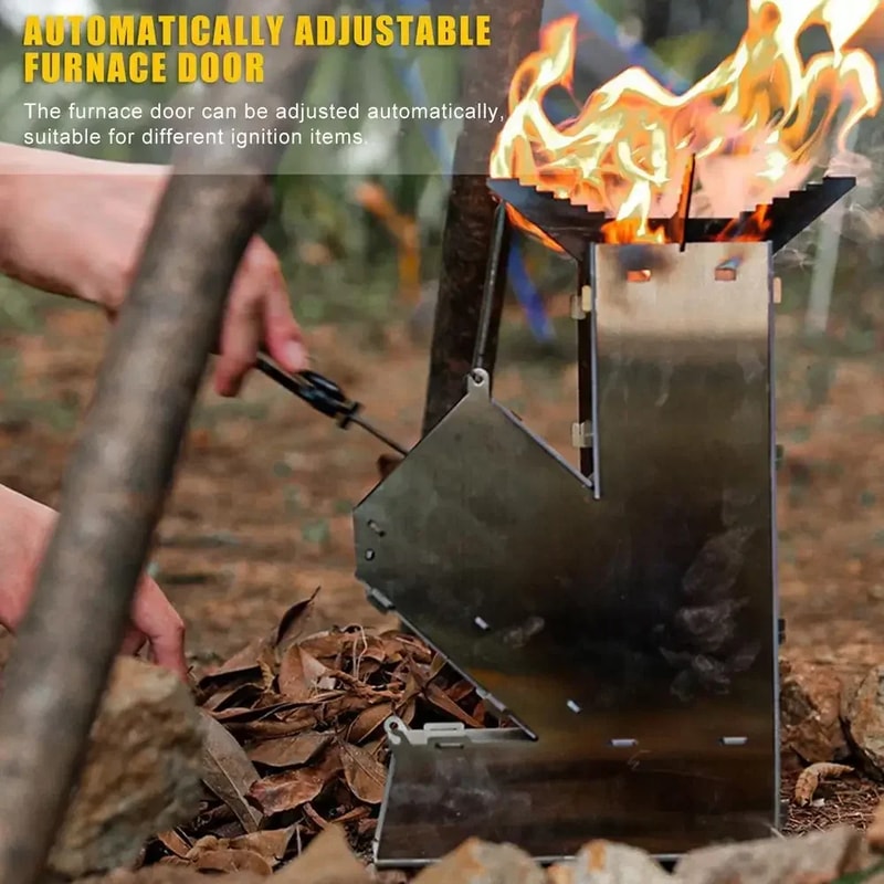Compact Foldable Camping Stove Portable Stainless Steel Rocket Stove for Outdoor Adventures