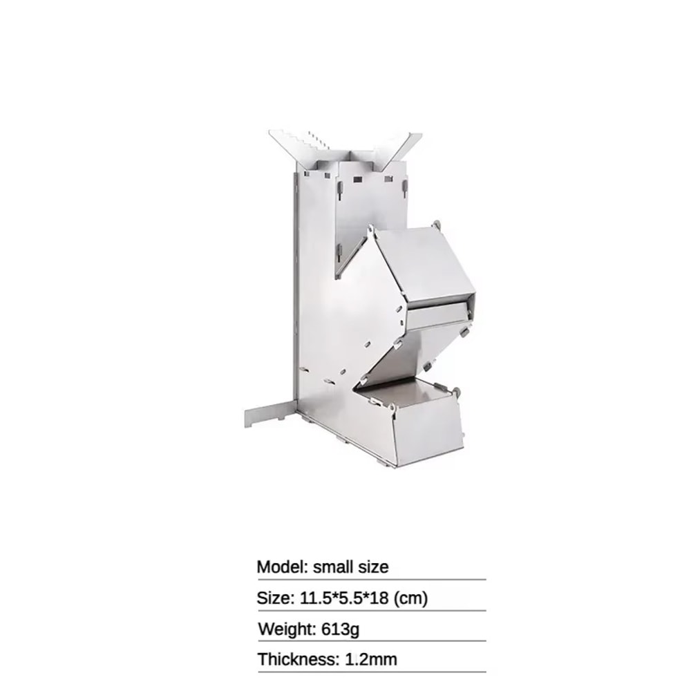 Compact Foldable Camping Stove Portable Stainless Steel Rocket Stove for Outdoor Adventures