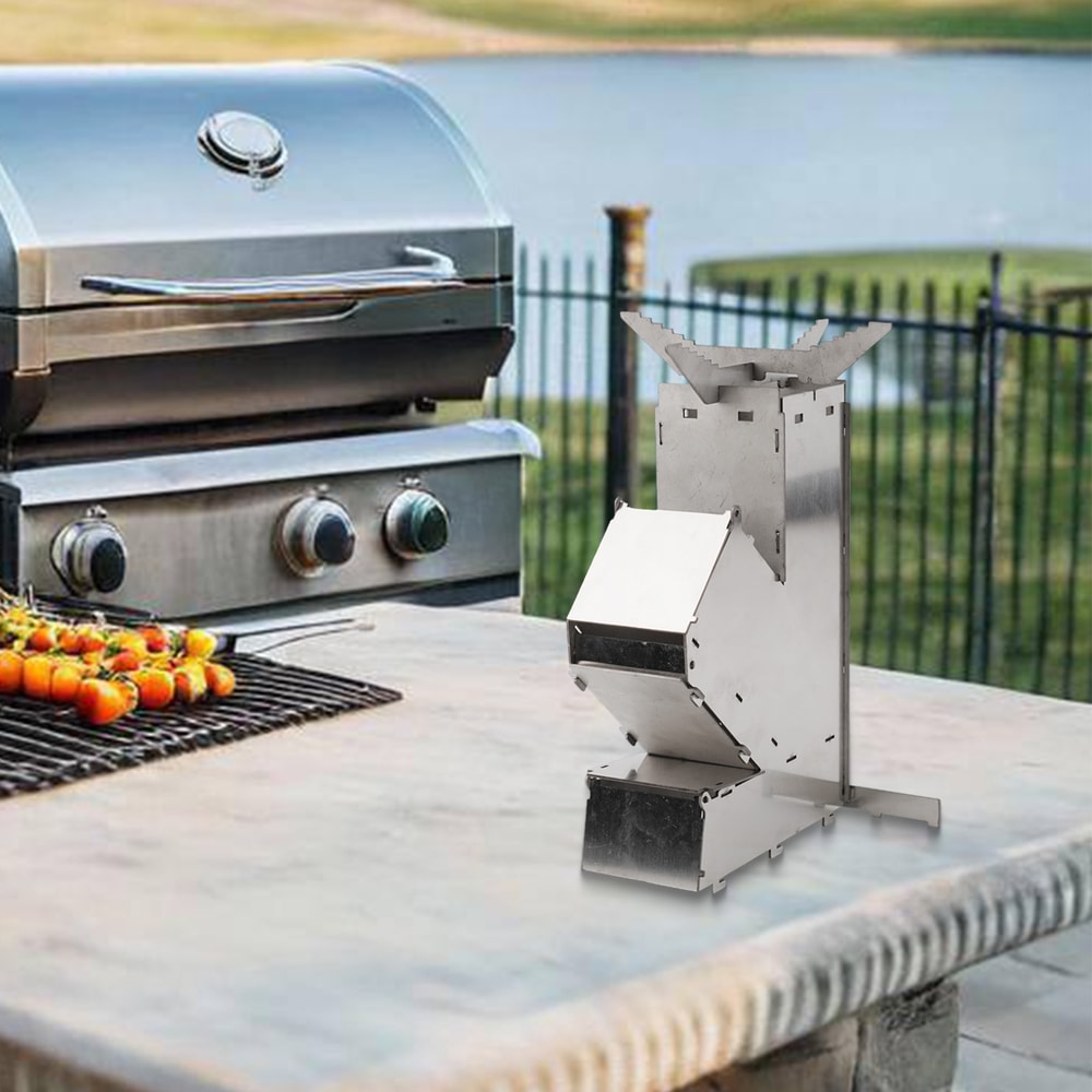 Compact Foldable Camping Stove Stainless Steel Portable Wood Stove for Hiking & Outdoor Cooking