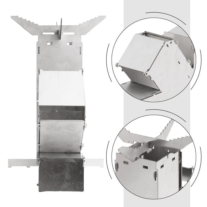 Compact Foldable Camping Stove Stainless Steel Portable Wood Stove for Hiking & Outdoor Cooking