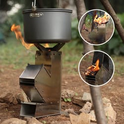 portable camping stove stainless steel rocket wood burner for outdoor bbq