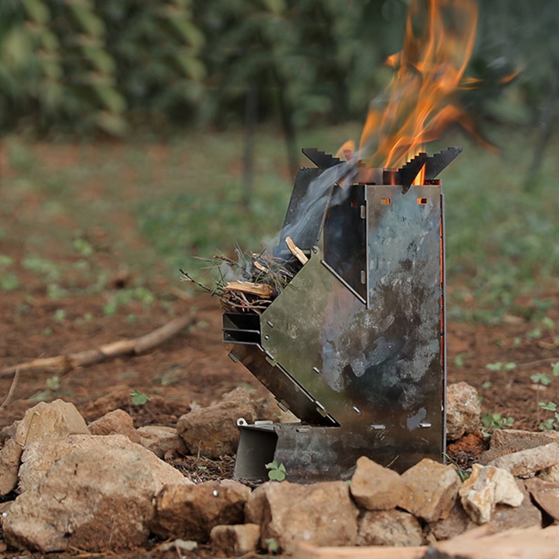 Portable Camping Wood Burning Stove Collapsible Outdoor Cooking & Travel BBQ