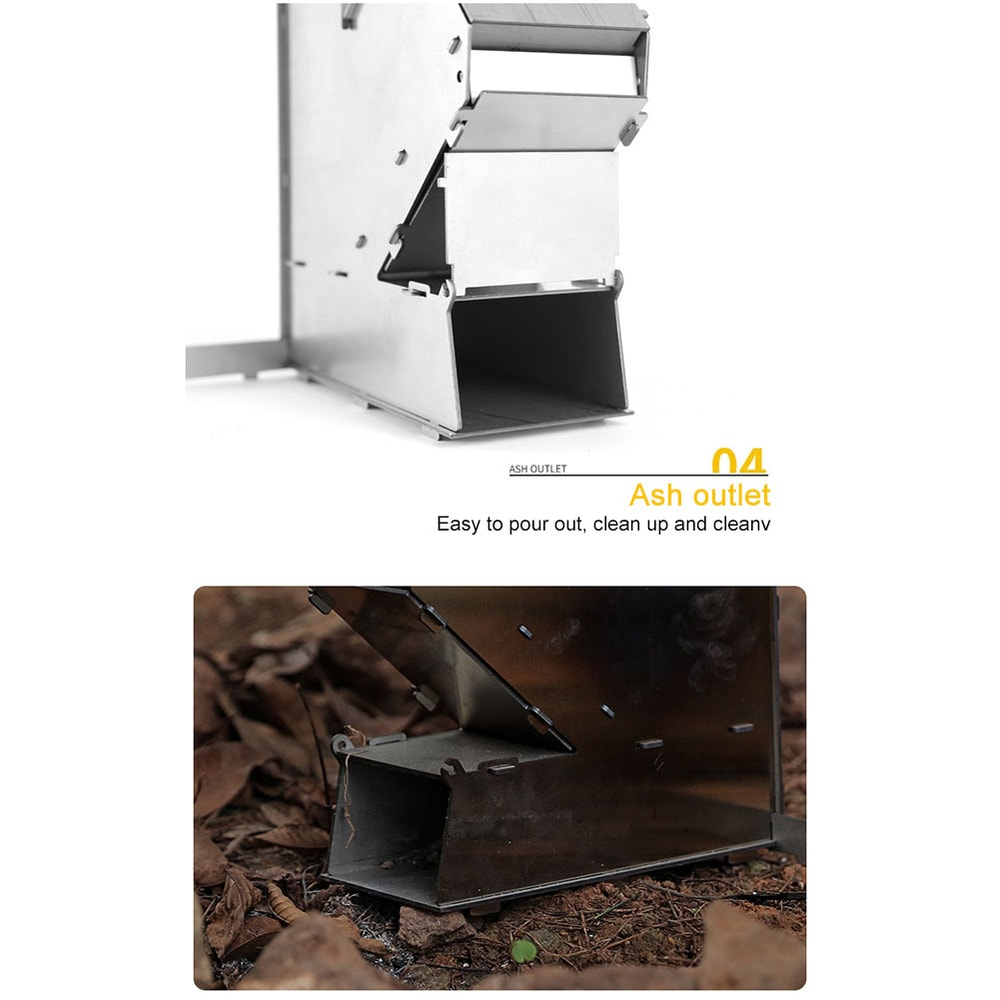 Compact Folding Stainless Steel Rocket Stove for Camping & Outdoor BBQ