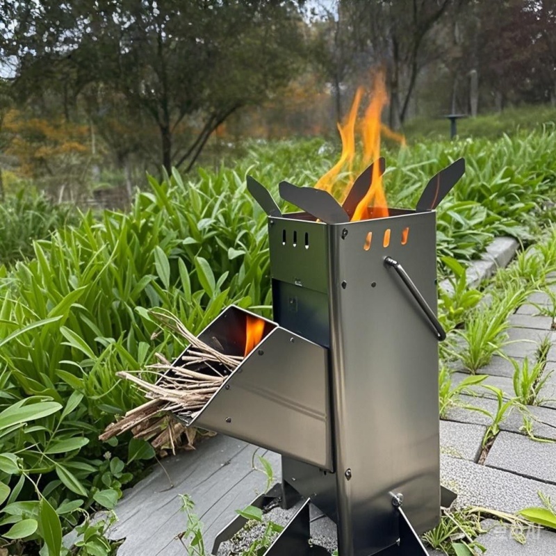 Portable Rocket Stove Foldable Camping Firewood Stove for Outdoor Cooking