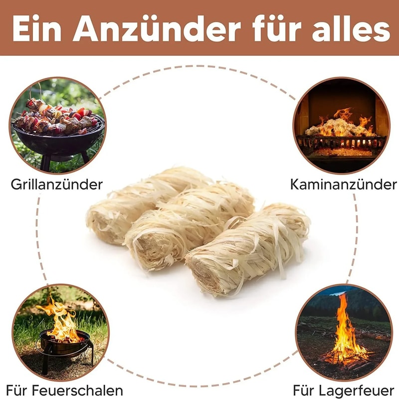 Natural Fire Starter Wax Wood Sticks for Fireplace & Barbecue