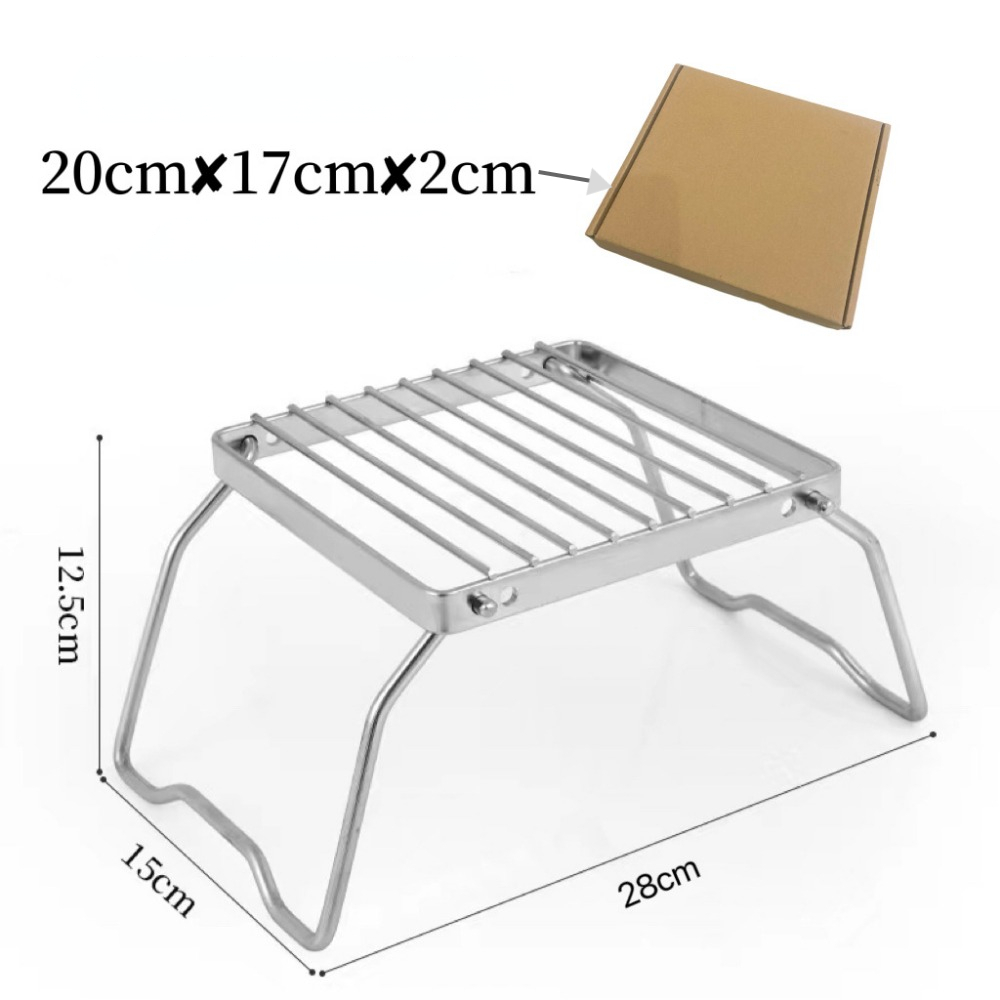 Portable Folding Stove Holder & Stainless Steel Camping Stove Rack Mini Barbecue Grill Stand Outdoor Cookware Stand