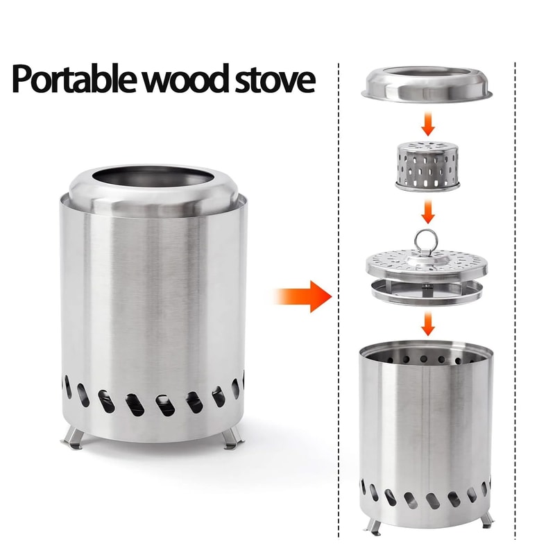 Outdoor Stainless Steel Portable Wood Stove Smokeless Camping Cooking Stove 1