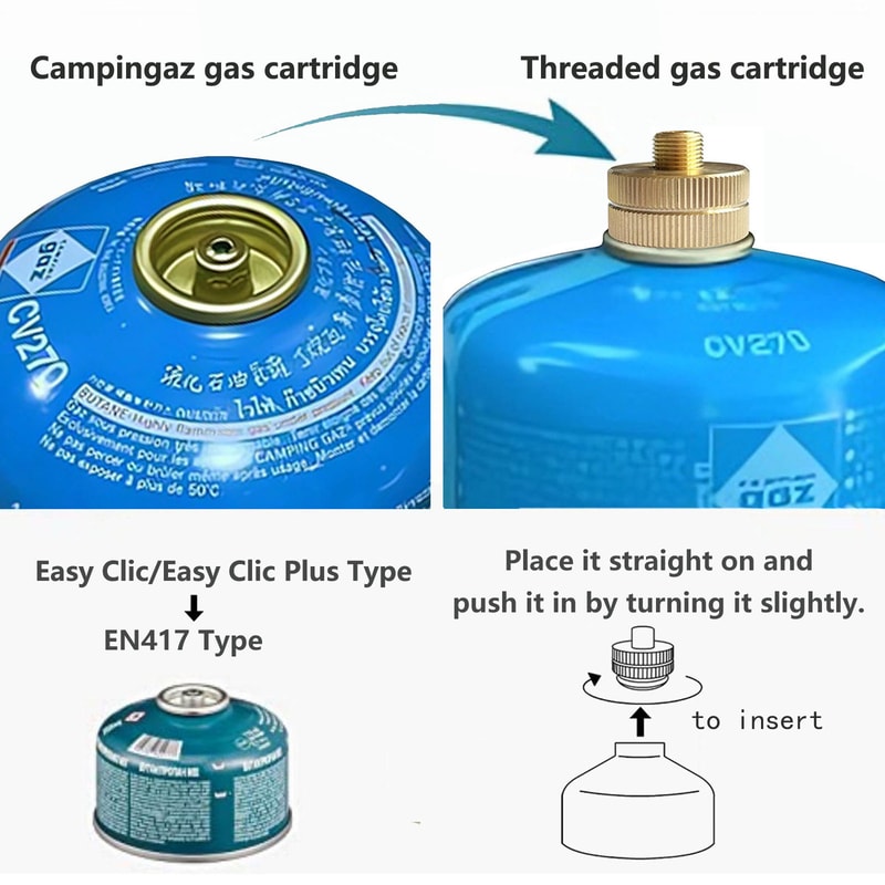 Portable Camping Gas Adapter Easy Clic to Threaded Butane Stove Connector