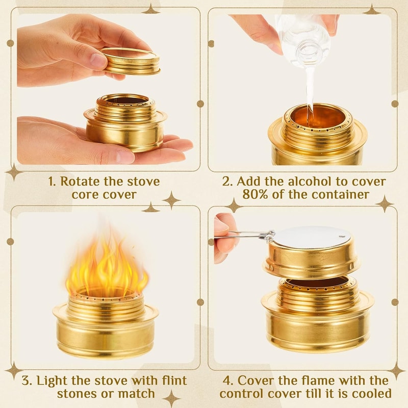 Brass Alcohol Burner With Flame Regulator Efficient Spirit Stove For Camping Cooking 3