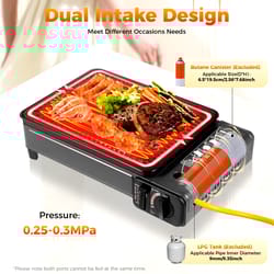 compact portable butane grill with dual burners & adjustable firepower for camping