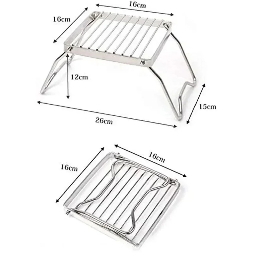 Portable Camping Grill Folding BBQ Stove Stand Stainless Steel Grill Rack