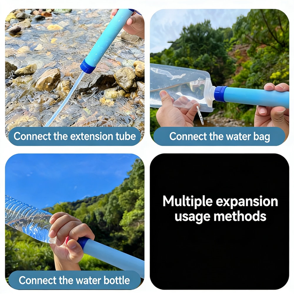 Portable Survival Water Filter Bottle For Camping Hiking Emergency Purification 1