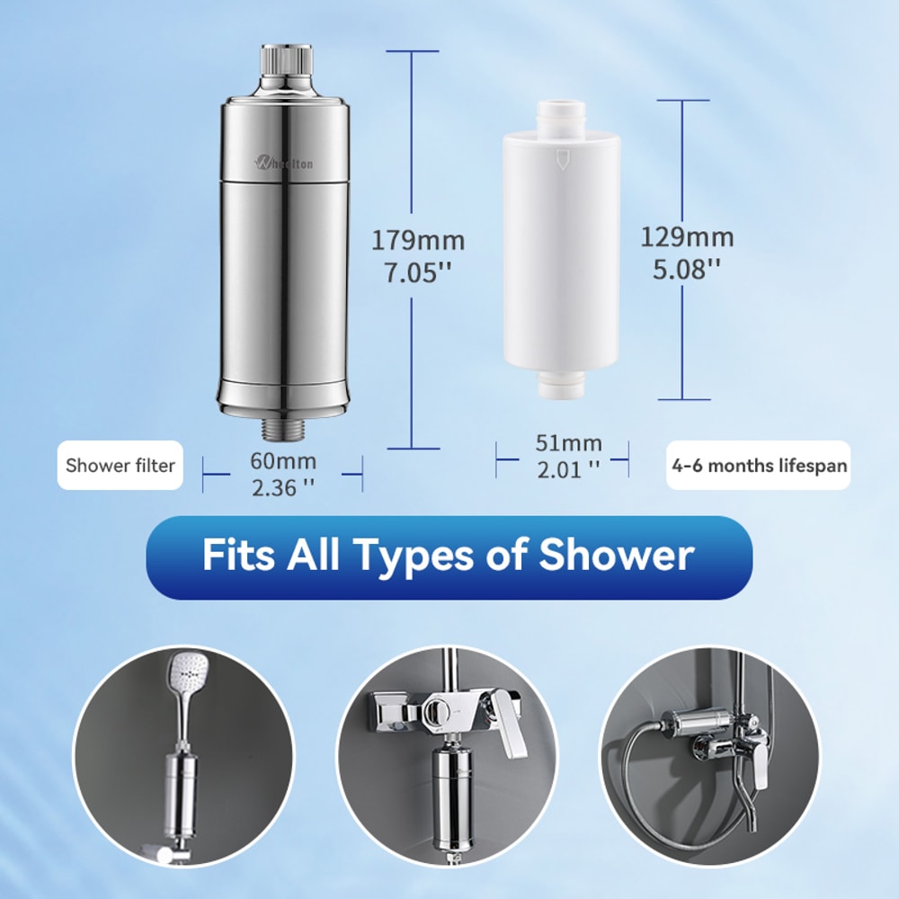 High Pressure Shower Filter For Hard Water Chlorine Removal Skin Hair Care 4