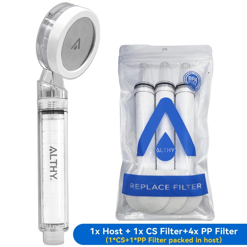 High Pressure Filtered Shower Head with Chlorine Removing Spa Water Filter