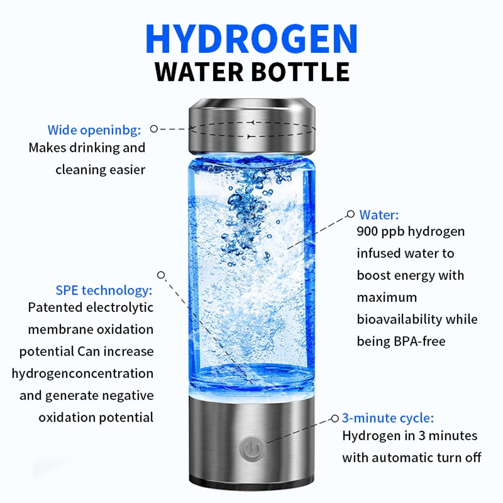 Portable Hydrogen Water Bottle USB Rechargeable Hydrogen Rich Water Generator Cup 2