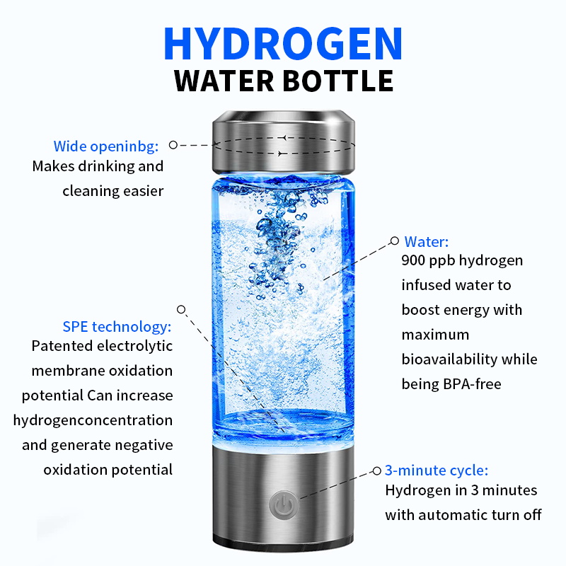 Portable Hydrogen Water Bottle USB Rechargeable Hydrogen Rich Water Generator Cup 2