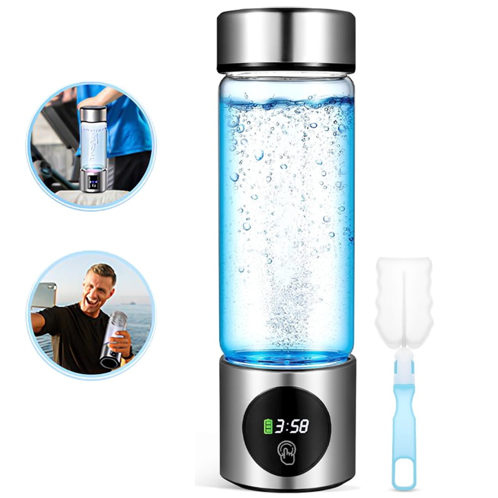 Portable Hydrogen Water Bottle Generator with Dual Chamber SPE PEM Ionizer & Smart Display
