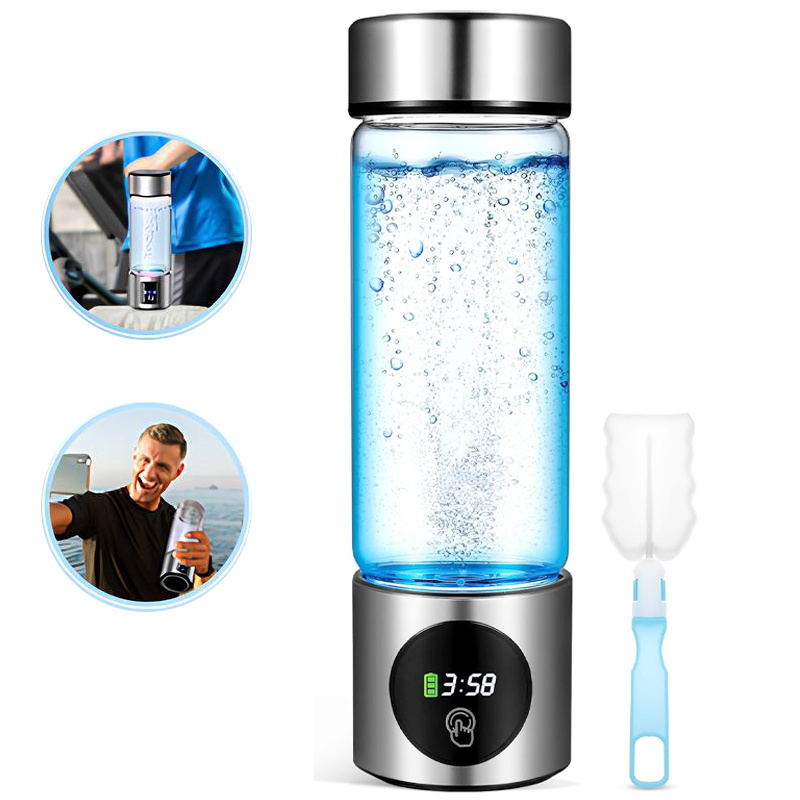 Portable Hydrogen Water Bottle Generator with Dual Chamber SPE PEM Ionizer & Smart Display