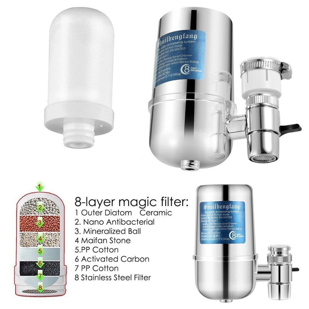 Kitchen Faucet Water Filter System Chlorine Removal Tap Purifier for Clean Drinking Water