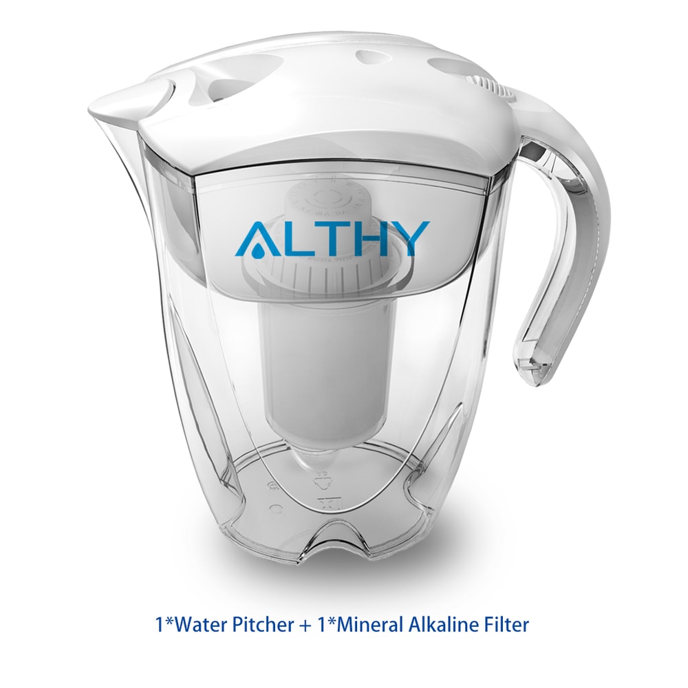 Alkaline Water Filter Pitcher with Long Life Cartridge for Clean pH Balanced Drinking Water