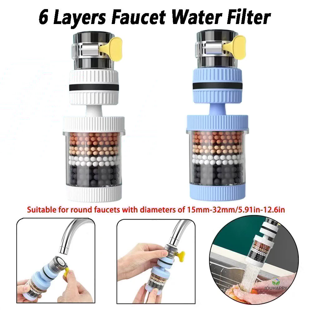 Universal Faucet Water Filter Splash-Proof Aerator with Layer Purification for Kitchen and Bathroom
