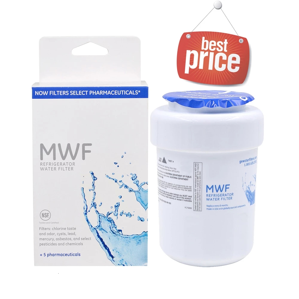 GE MWF Refrigerator Water Filter Replacement Cartridge for Clean Safe Drinking Water