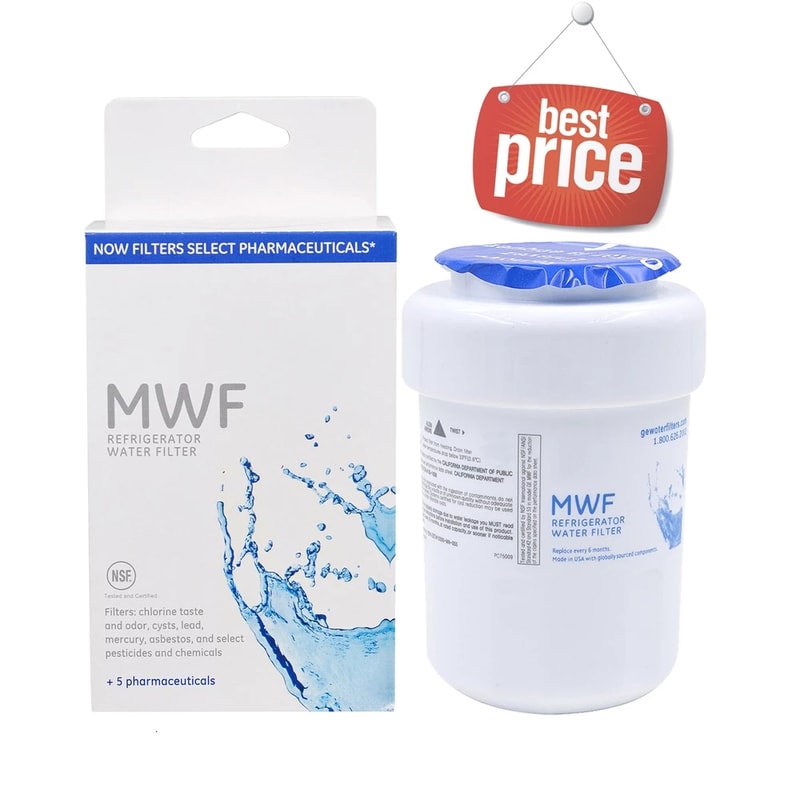 GE MWF Refrigerator Water Filter Replacement Cartridge for Clean Safe Drinking Water