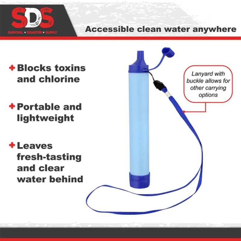 Portable Water Filter for Camping & Emergency Survival Lightweight Outdoor Purifier System