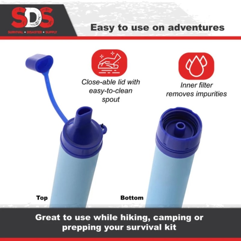 Portable Water Filter for Camping & Emergency Survival Lightweight Outdoor Purifier System