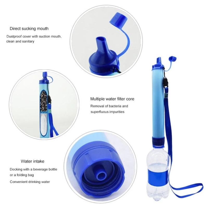Portable Water Filter for Camping & Emergency Survival Lightweight Outdoor Purifier System