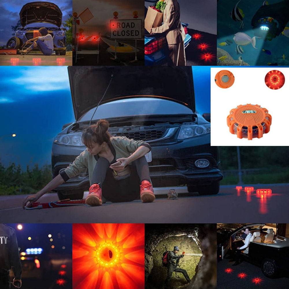 Magnetic LED Emergency Car Beacon Light with Strobe Flashlight for Roadside Safety