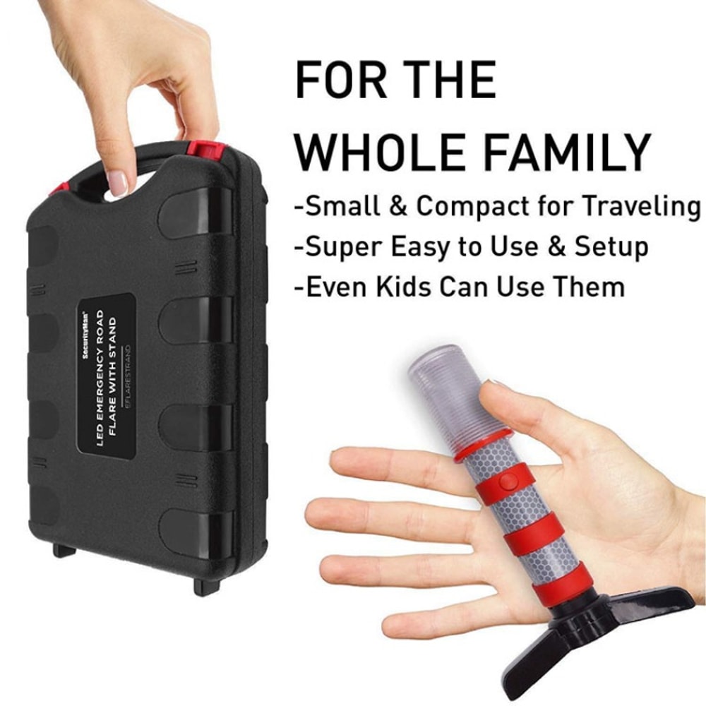 Magnetic Emergency Roadside Flares Set with Telescopic Baton and Flashlight