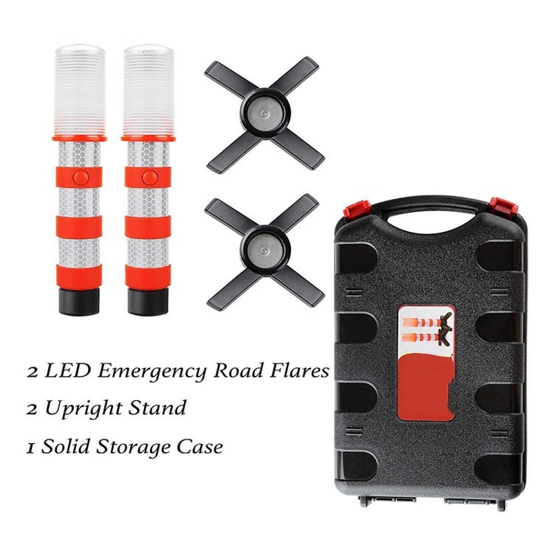 Magnetic Emergency Roadside Flares Set with Telescopic Baton and Flashlight