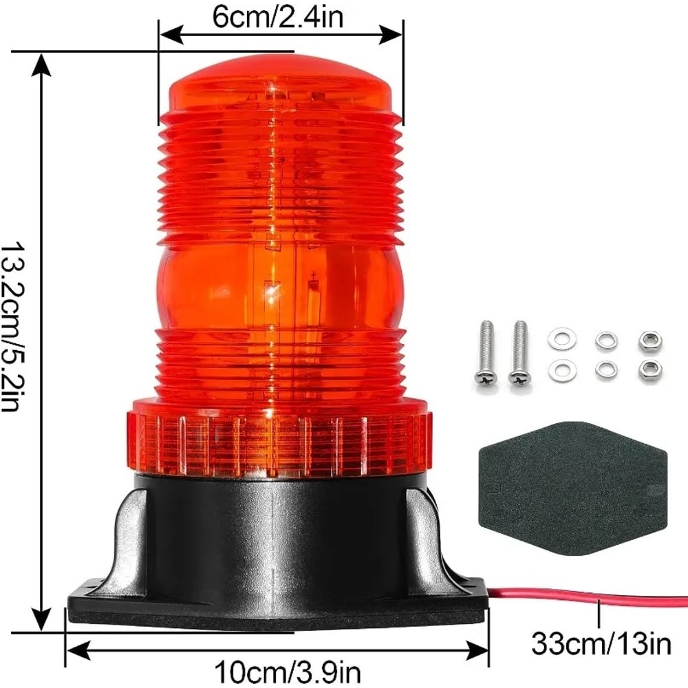 LED Amber Strobe Beacon Light for Trucks Cars Emergency Safety Warning Lamp