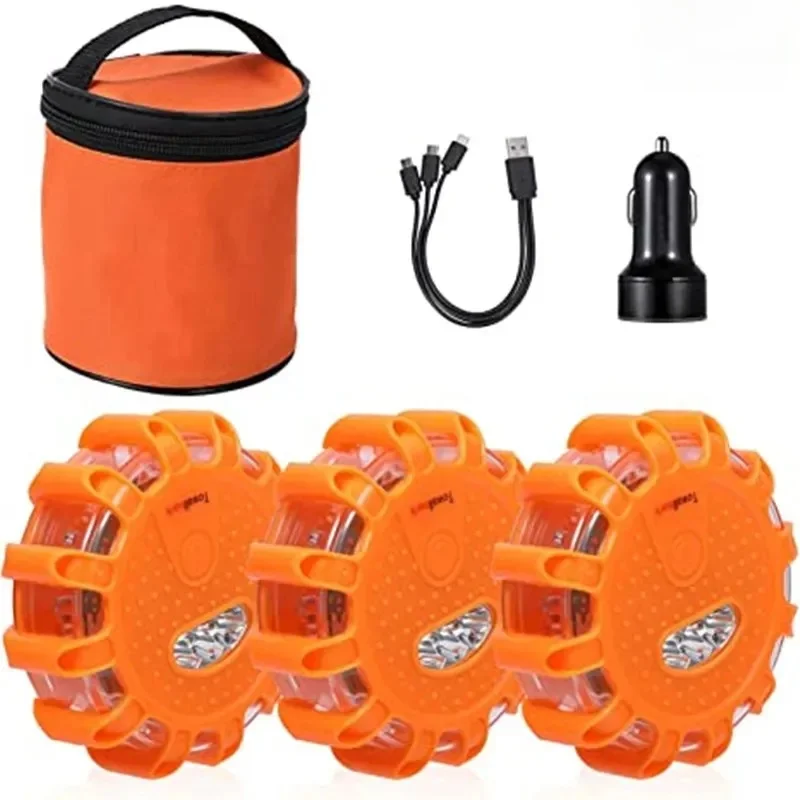 LED Road Flare Safety Lights USB Rechargeable Emergency Warning Set