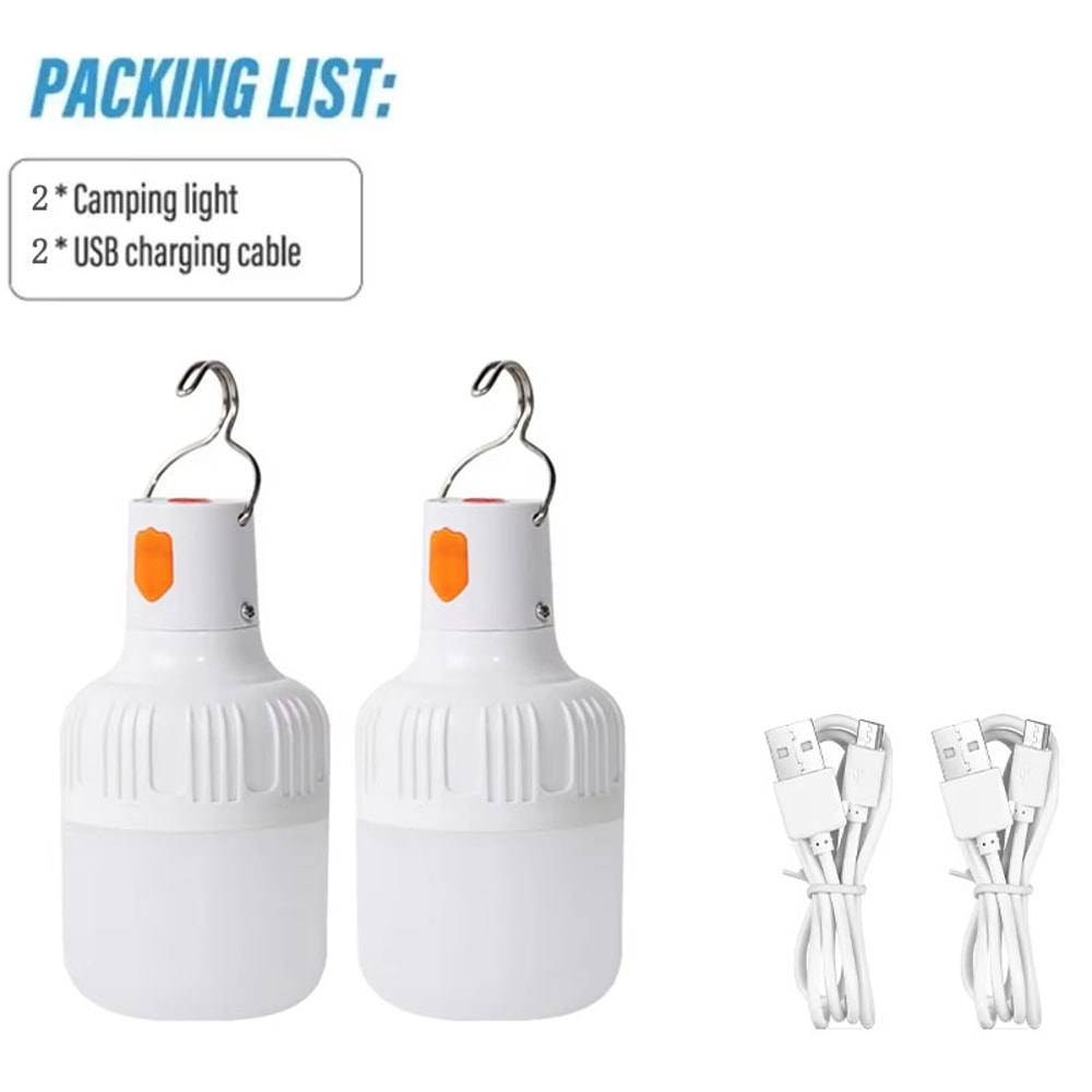 Portable Rechargeable LED Bulb With Hook Level Brightness Emergency Light 6
