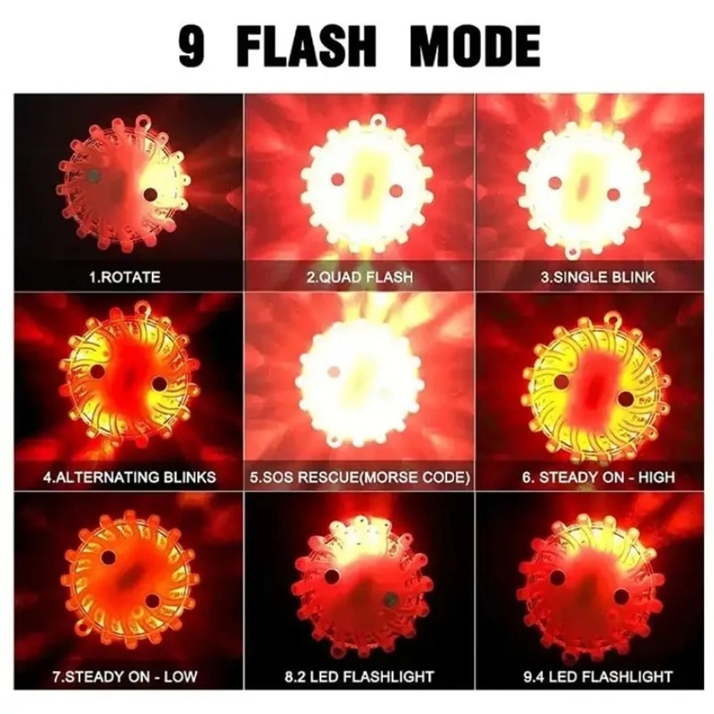 Emergency LED Road Flares Rechargeable Waterproof Safety Warning Lights 4