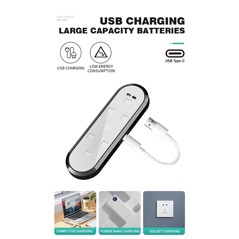 Car LED Door Warning Light Anti Collision Auto Atmosphere Light with USB Charging